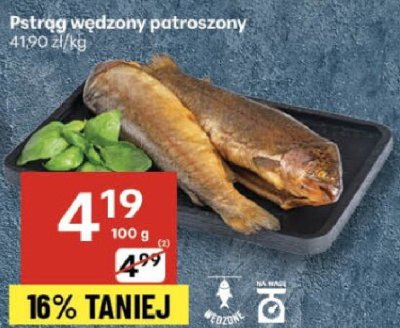 Pstrąg wędzony patroszony promocja w Delikatesy Centrum