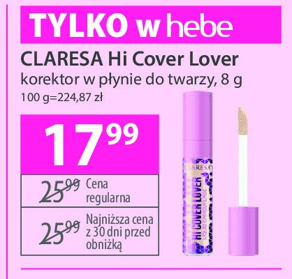 Korektor w płynie intensywnie kryjący Claresa hi cover lover promocja