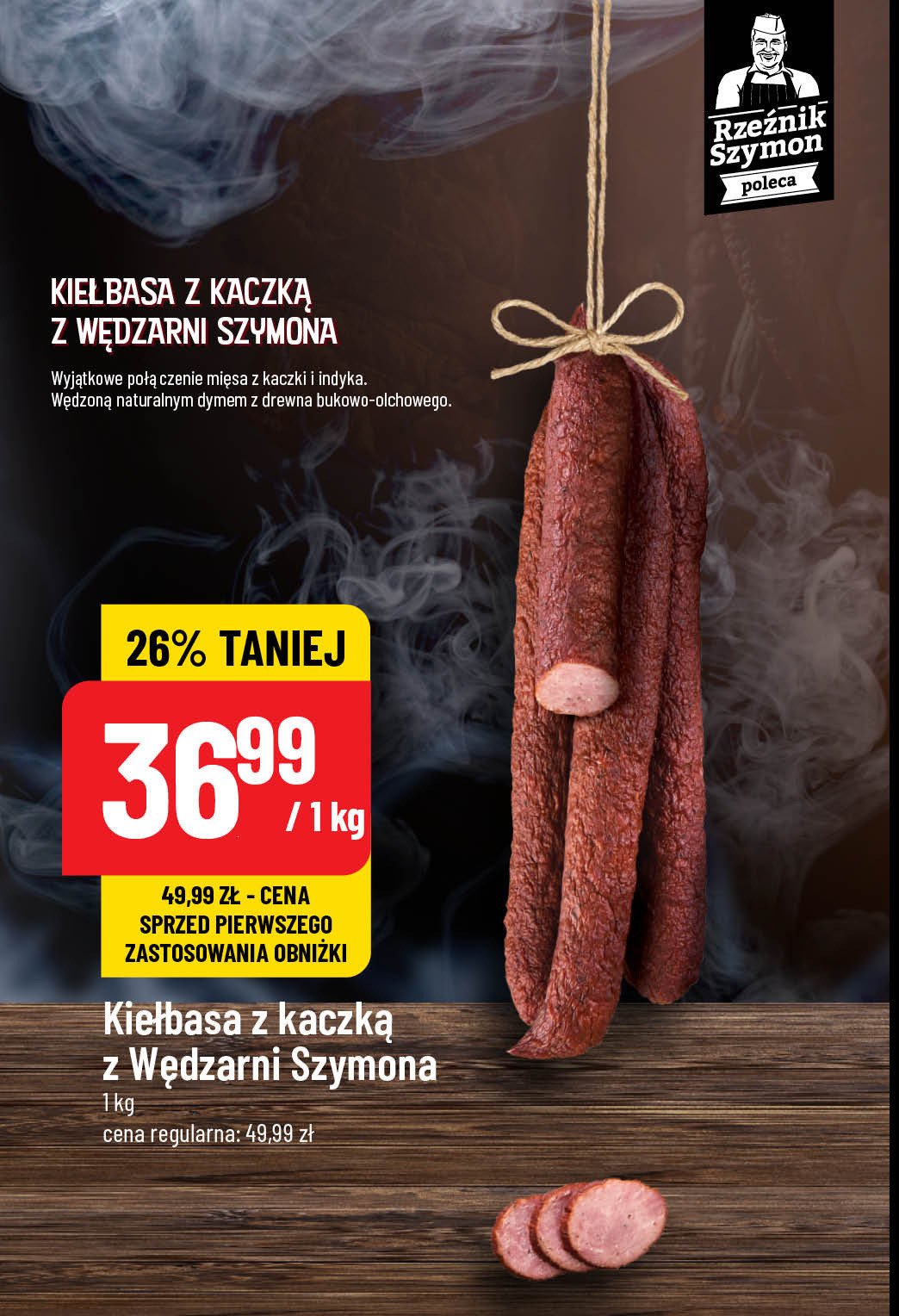 Kiełbasa z filetem z kaczki Rzeźnik szymon poleca promocja