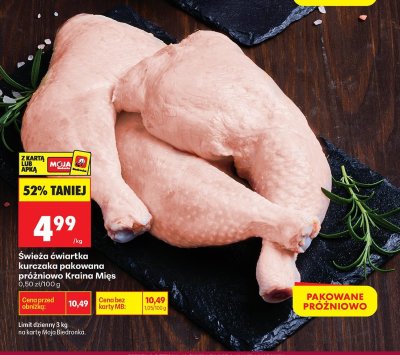 Świeża ćwiartka kurczaka pakowana próżniowo Kraina Mięs promocja w Biedronka