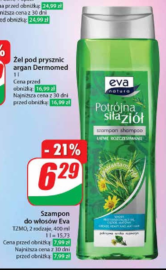 Szampon do włosów pokrzywa + arnika + rozmaryn EVA NATURA POTRÓJNA SIŁA ZIÓŁ promocja w Dino