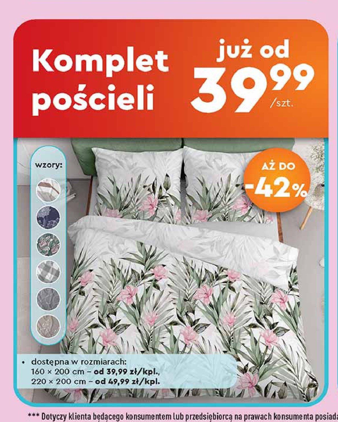 Komplet pościeli 220 x 200  cm promocja w Biedronka