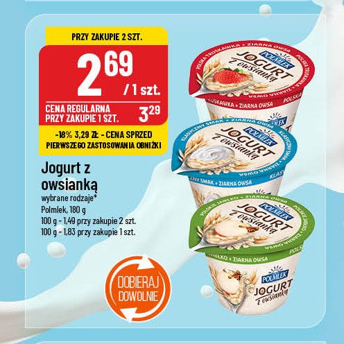 Jogurt z owsianką jabłkowy Polmlek promocja