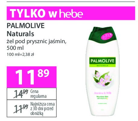 Żel pod pod prysznic jaśmin i mleko Palmolive naturals promocja