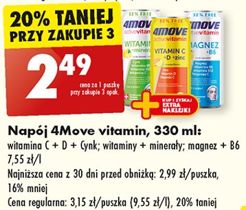 Napój magnez + b6 4move active vitamin promocja w Biedronka