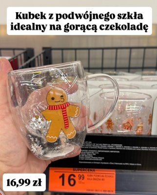Kubek z podwójnego szkła świąteczny promocja w Biedronka