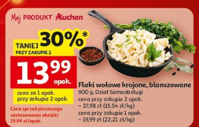 Flaki wołowe krojone, blanszowane 900 g, Dział Samoobsługi promocja w Auchan