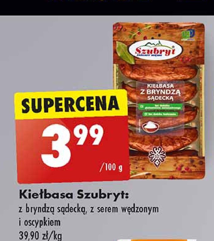 Kiełbasa z bryndzą sądecką Szubryt promocja