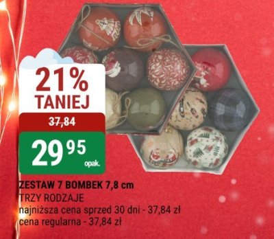 Zestaw 7 bombek 7,8 cm, trzy rodzaje promocja w bi1