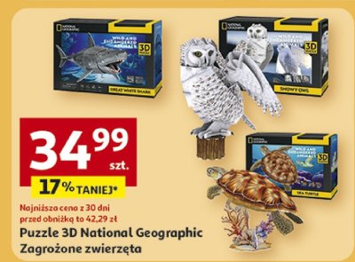 Puzzle 3D National Geographic Zagrożone zwierzęta promocja w Auchan