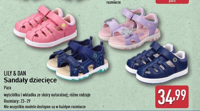 Sandały dziecięce 23-29 Lily & dan promocja w Aldi