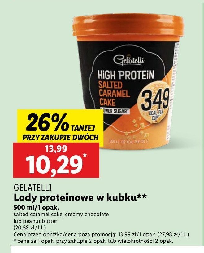 Lody peanut butter GELATELLI HIGH PROTEIN promocja