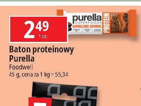 Baton karmel brownie Purella superfoods Purella food promocja w Leclerc