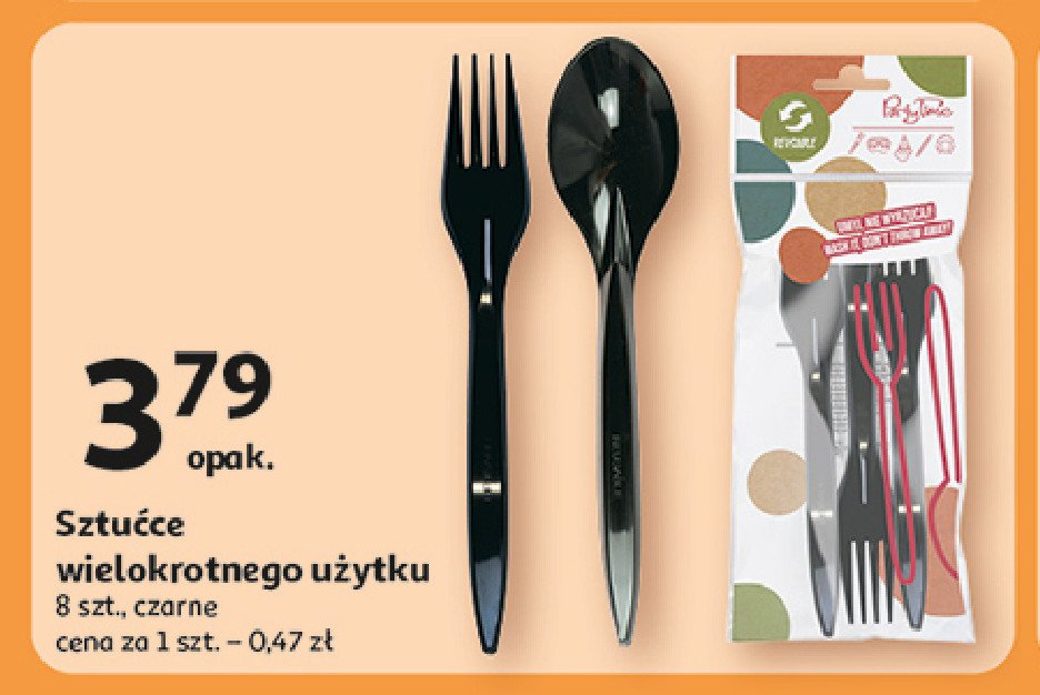Sztu膰ce plastikowe czarne PARTY TIME promocja