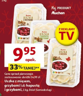 Uszka z mięsem, grzybami lub kapustą i grzybami Dział Samoobsługi promocja w Auchan