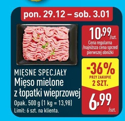 Mięso mielone z łopatki wieprzowej promocja w Aldi