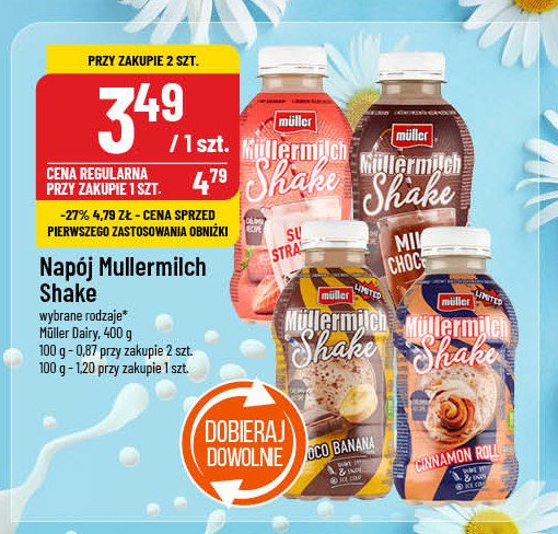 Napój mleczny cinnamon roll Mullermilch shake promocja