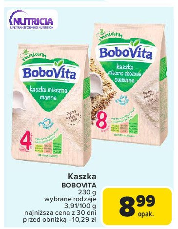 Kaszka mleczno-zbożowa owsiana Bobovita mniam promocja w Carrefour Market