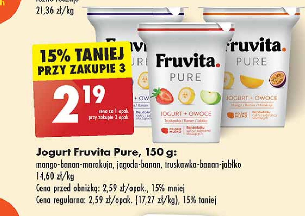 Jogurt mango-banan-marakuja Fruvita pure Fruvitaland promocja