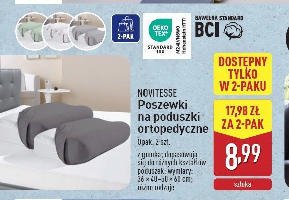 Poszewka na poduszkę ortopedyczną 36 x 50-40 x 60 cm Novitesse promocja w Aldi