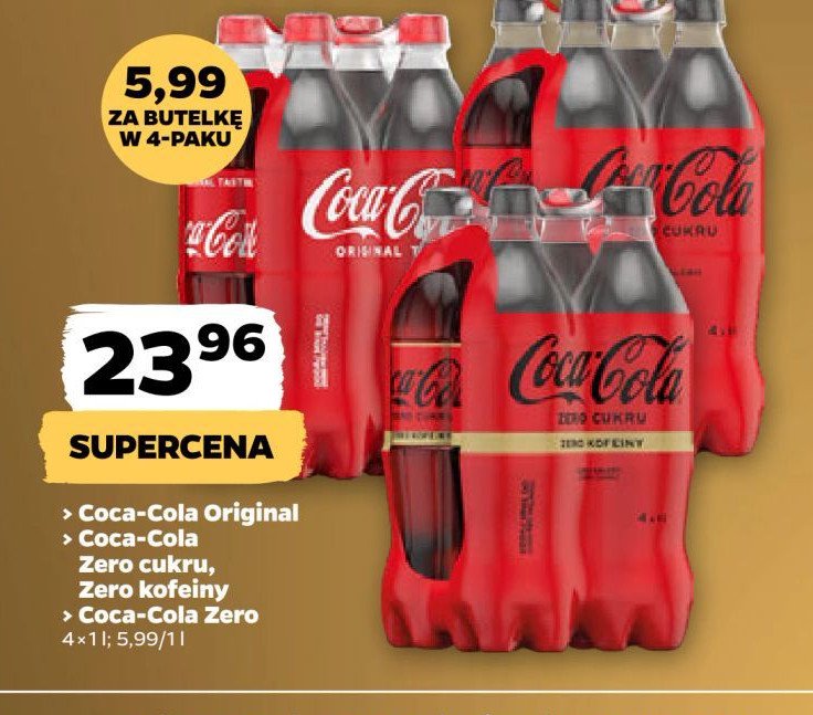 Napój bezkofeinowy Coca-cola zero promocja w Netto