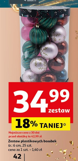 Zestaw bombek choinkowych śr. 6 cm promocja w Auchan