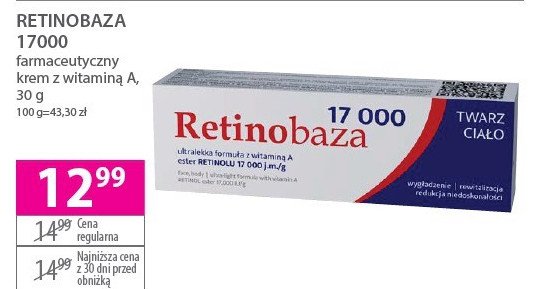 Krem z 1% retinolu z witaminą a Farmona retinobaza 17000 promocja