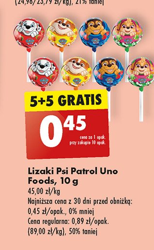 Lizak psi patrol Uno foods promocja