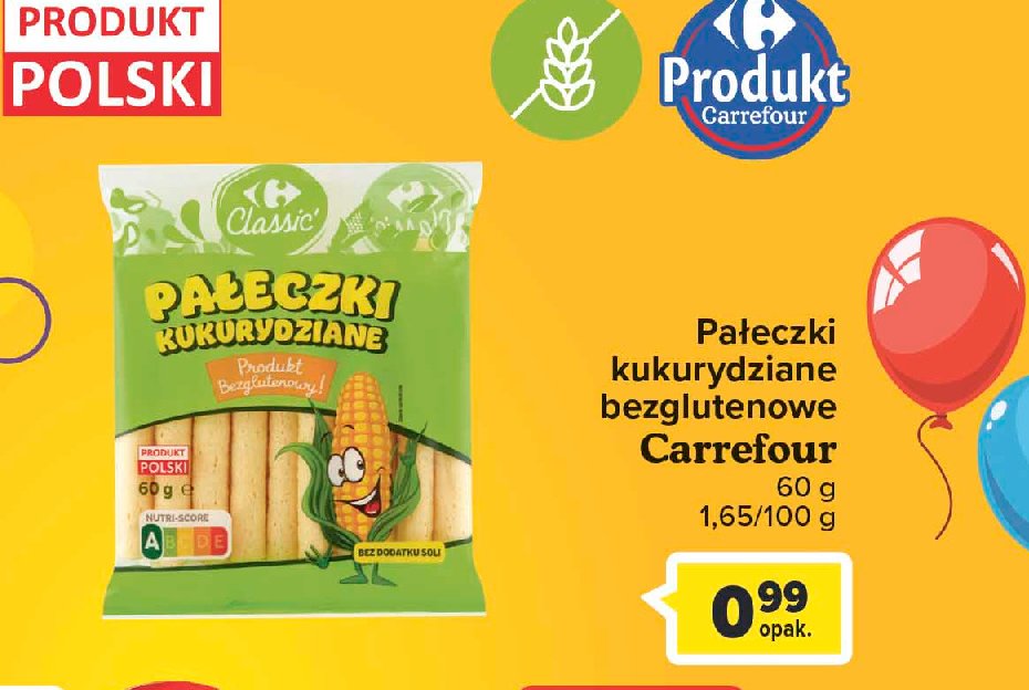 Pałeczki kukurydziane bezglutenowe Carrefour promocje