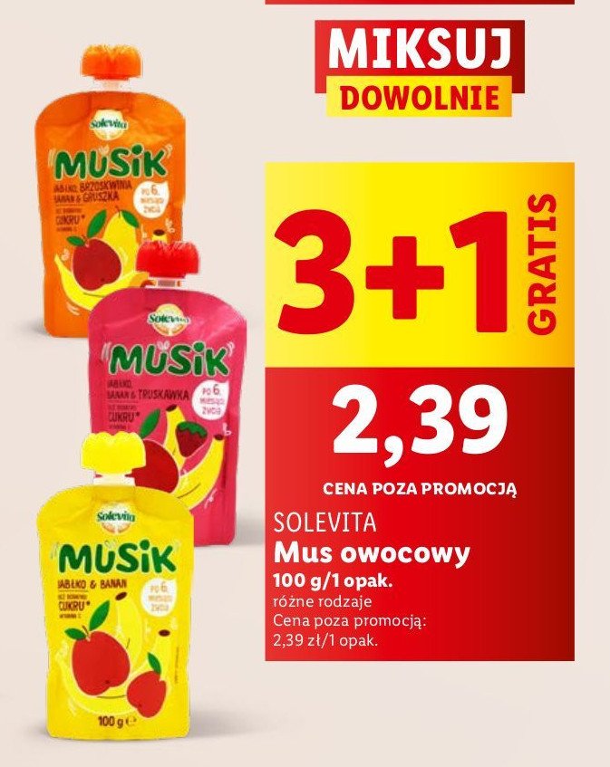 Mus jabłko-banan Solevita promocja