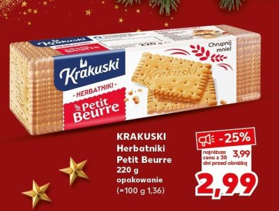 Herbatniki Petit Beurre Krakuski 220 g opakowanie promocja w Kaufland