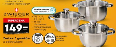 Zestaw 3 garnków z pokrywkami  promocja w Biedronka