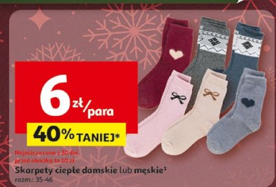 Skarpety ciepłe damskie lub męskie rozm.: 35-46 promocja w Auchan