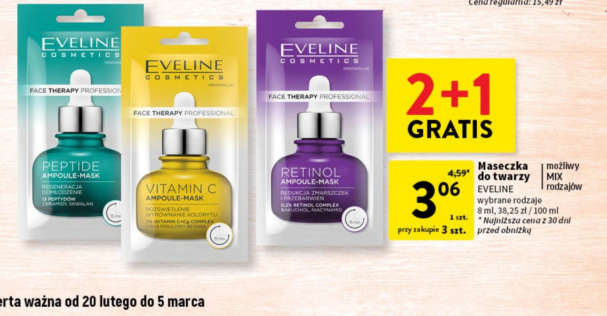 Maska- ampułka peptide Eveline face therapy proffessional promocja w Intermarche