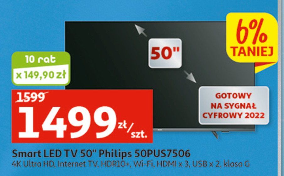 Telewizor led 50" pus7506/12 Philips promocja