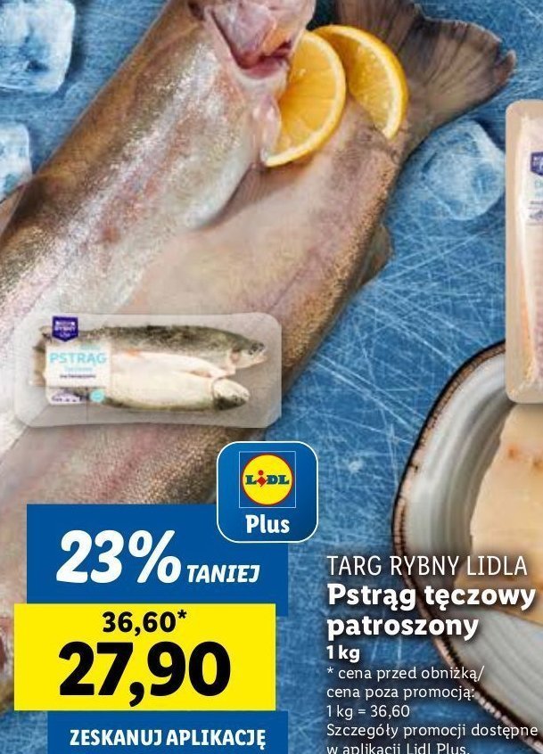 Pstrąg tęczowy patroszony Rybny targ lidla promocja