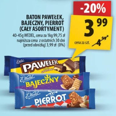 Baton Pawełek, Bajeczny, Pierrot (cały asortyment) promocja w Arhelan