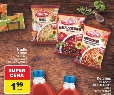 Nudle Amino 57-66g promocja w Carrefour