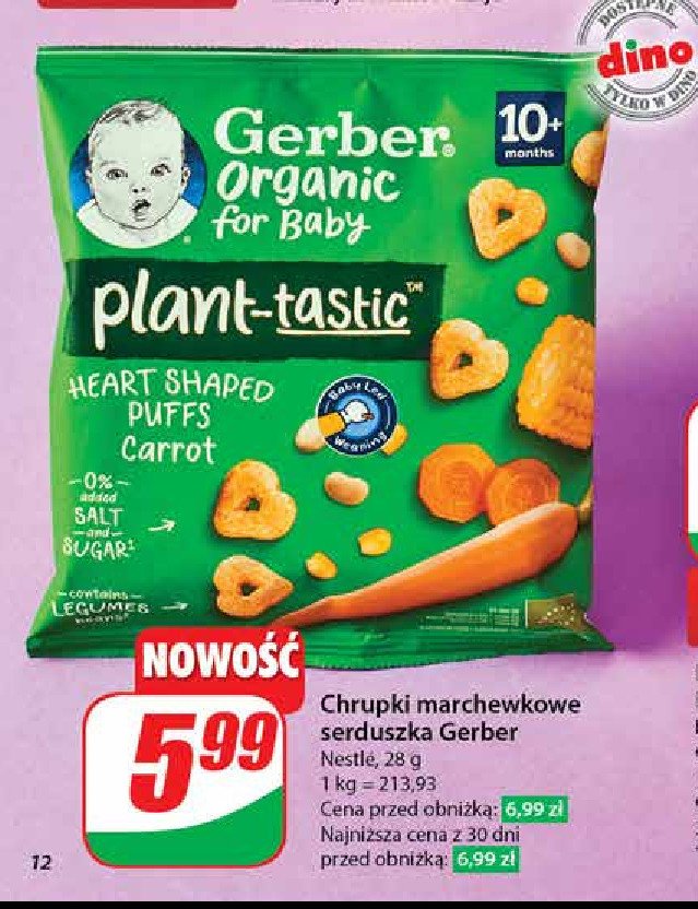 Chrupki marchewkowe serduszka Gerber organic promocja