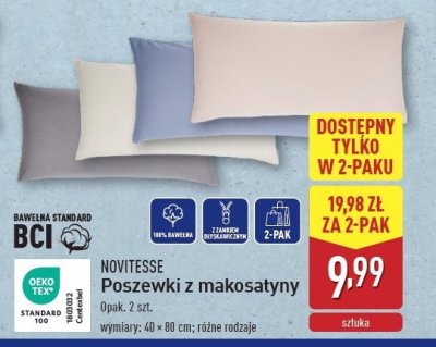 Poszewki z makosatyny 40 x 80 cm Novitesse promocja