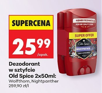 Dezodorant w sztyfcie Old Spice 2x50ml: Wolfthorn, Nightpanther 259,90 zł/l promocja w Biedronka