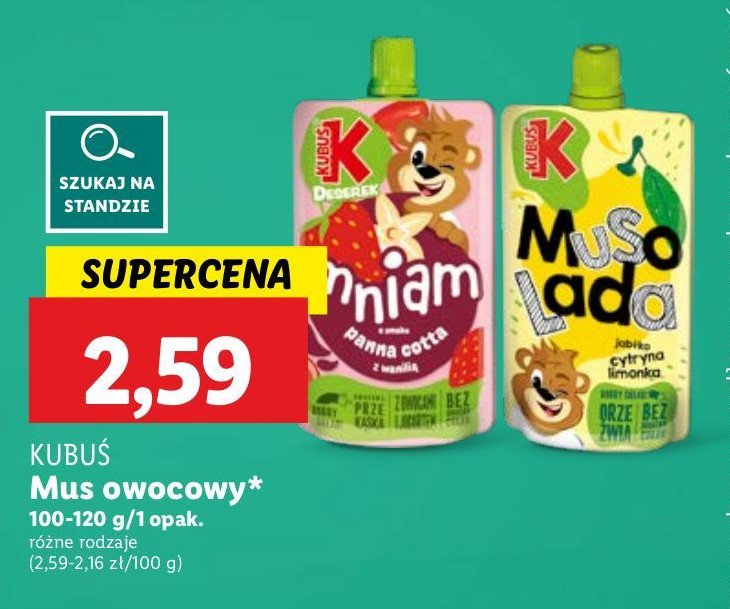 Musolada jabłko-cytryna-limonka Kubuś mus 100% promocja