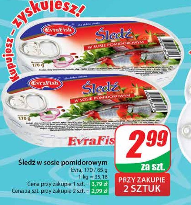 Śledź w sosie pomidorowym Evrafish promocja