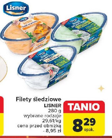 Filety śledziowe w sosie śmietanowym Lisner promocja w Carrefour Market