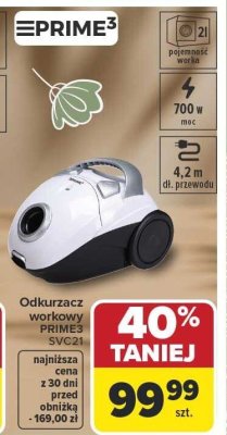 Odkurzacz workowy PRIME3 SVC21 promocja w Carrefour