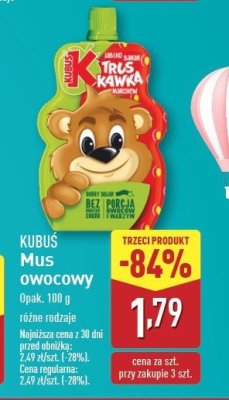 Mus truskawka-jabłko-banan-marchew Kubuś mus 100% promocja