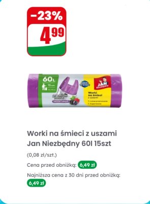 Worki na śmieci z uszami zapach leśnych owoców 60l  promocja w Dino
