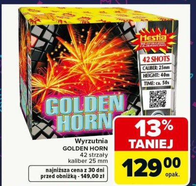 Wyrzutnia GOLDEN HORN 42 strzały kaliber 25 mm promocja w Carrefour Market