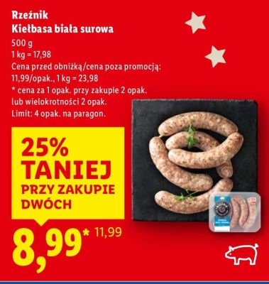 Kiełbasa biała surowa Rzeźnik promocja w Lidl