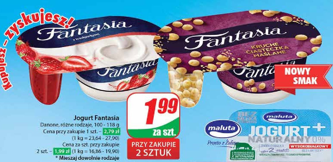 Jogurt z kruchymi ciasteczkami maślanymi Danone fantasia promocja